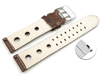 Quick release Watch Strap Genuine leather perforated Vegetable tanned brown Model BIO 20mm 22mm 24mm