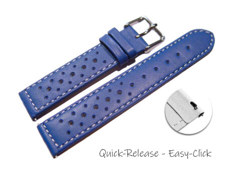Quick release Watch Strap genuine leather Style blue 16mm...