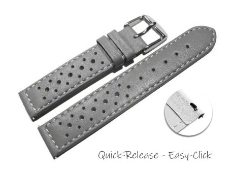 Quick release Watch Strap genuine leather Style grey 16mm...