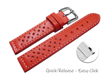 Quick release Watch Strap genuine leather Style red 16mm...
