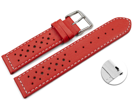 Quick release Watch Strap genuine leather Style red 16mm...