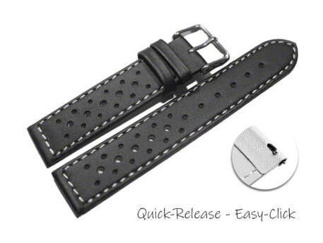 Quick release Watch Strap genuine leather Style black...