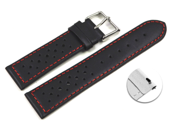 Quick release Watch Strap genuine leather Style black red...