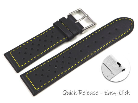 Quick release Watch Strap genuine leather Style black...