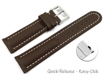 Quick release Watch Strap Genuine leather smooth dark brown 18mm 20mm 22mm 24mm