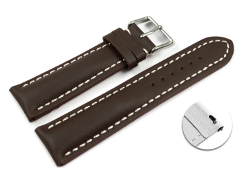 Quick release Watch Strap strong padded smooth brown 18mm 20mm 22mm 24mm