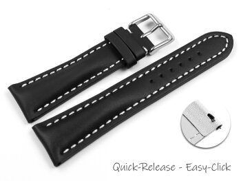 Quick release Watch Strap strong padded smooth black 22/18 mm
