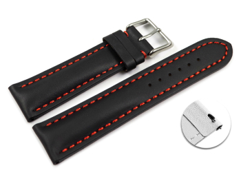 Quick release Watch Strap strong padded smooth black red...