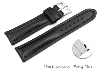 Quick release Watch Strap strong padded smooth black 18mm 20mm 22mm 24mm