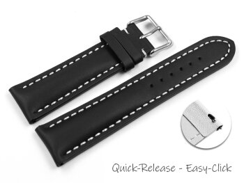 Quick release Watch Strap strong padded smooth black 19mm 21mm 23mm