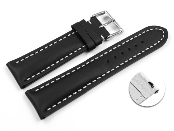 Quick release Watch Strap strong padded smooth black 19mm 21mm 23mm