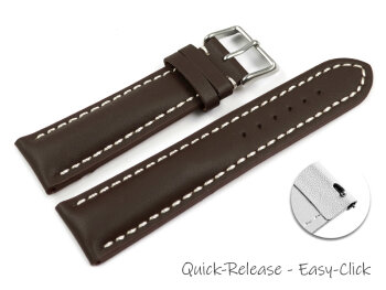 Quick release Watch Strap strong padded smooth brown 19mm 21mm 23mm