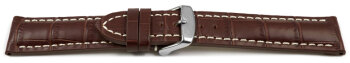 Watch band strong padded croco print dark brown 18mm 20mm...