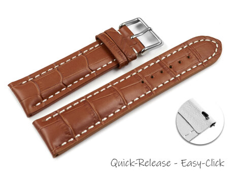Watch band strong padded croco print light brown 18mm...