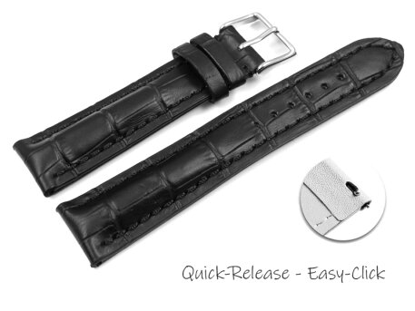 Watch band strong padded croco print black TiT 18mm 20mm...