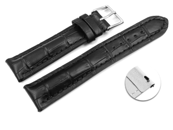 Watch band strong padded croco print black TiT 18mm 20mm...