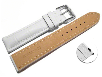 Watch band strong padded croco print white 18mm 20mm 22mm 24mm