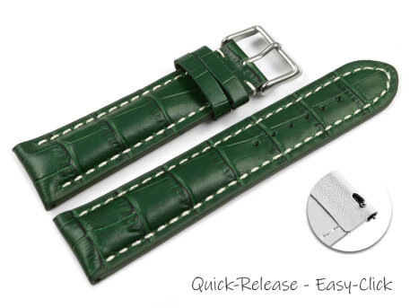 Watch band strong padded croco print green 18mm 20mm 22mm...