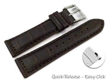 Watch band padded croco print dark brown XS 18mm 20mm...