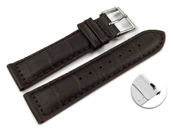 Watch band padded croco print dark brown XS 18mm 20mm...