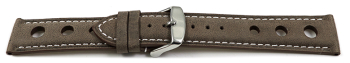 Quick release Watch Strap smooth three holes dark brown...