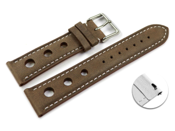 Quick release Watch Strap smooth three holes dark brown...