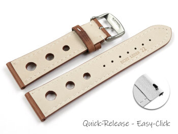 Quick release Watch Strap smooth three holes light brown 18mm 20mm 22mm