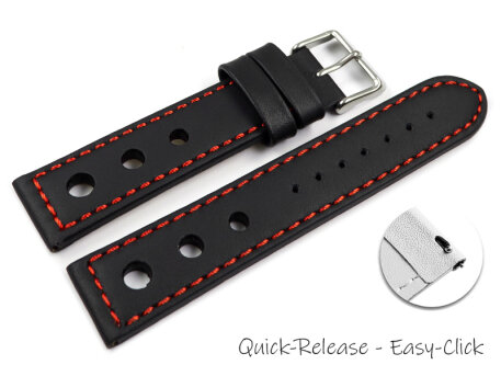 Quick release Watch Strap smooth three holes black with...