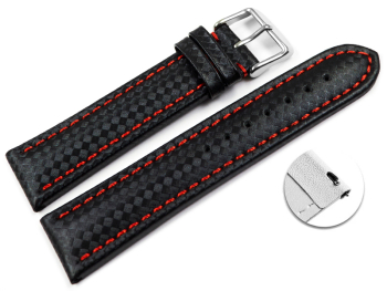 Quick release Watch Strap Genuine leather carbon print...