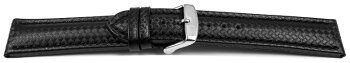 Quick release Watch Strap Genuine leather carbon print black with black stitch 18mm 20mm 22mm 24mm