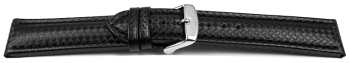 Quick release Watch Strap Genuine leather carbon print black with black stitch 18mm 20mm 22mm 24mm