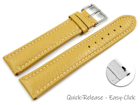 Quick release Watch Strap Genuine grained leather yellow...
