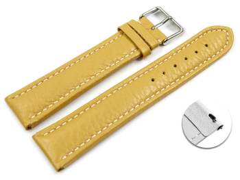 Quick release Watch Strap Genuine grained leather yellow wN 18mm 20mm 22mm 24mm 26mm 28mm