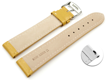 Quick release Watch Strap Genuine grained leather yellow wN 18mm 20mm 22mm 24mm 26mm 28mm