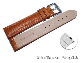 Quick release Watch Strap Genuine grained leather light brown 18mm 20mm 22mm 24mm