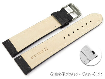Quick release Watch Strap Genuine grained leather black 18mm 20mm 22mm 24mm