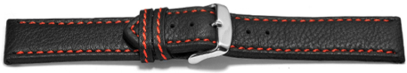 Quick release Watch Strap genuine leather black red stitching 18mm 20mm 22mm 24mm