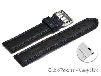 Quick release Watch Strap genuine leather black blue...