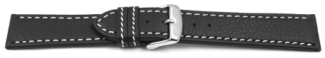 Quick release Watch Strap genuine leather black white stitching 18mm 20mm 22mm 24mm