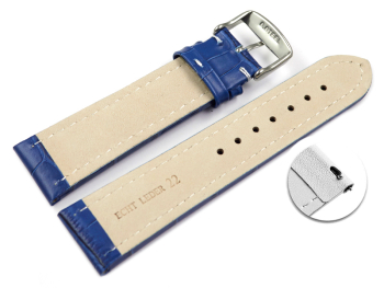 Quick release Watch Strap Genuine leather Croco print blue
