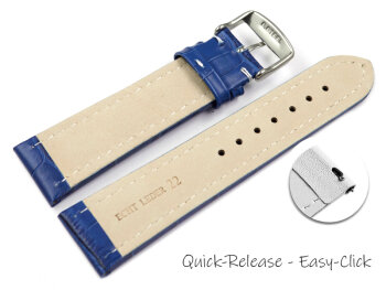 Quick release Watch Strap Genuine leather Croco print blue 18mm 20mm 22mm 24mm
