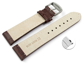 Quick release Watch Strap Genuine leather Croco print dark brown