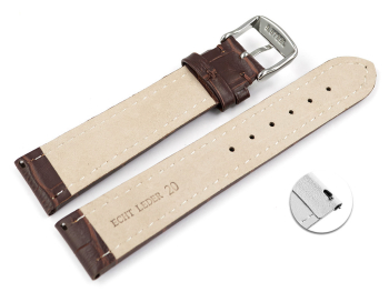 Quick release Watch Strap Genuine leather Croco print dark brown 18mm 20mm 22mm 24mm