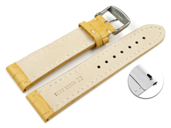 Quick release Watch Strap Genuine leather Croco print yellow 18mm 20mm 22mm 24mm