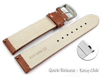 Quick release Watch Strap Genuine leather Croco print light brown 18mm 20mm 22mm 24mm
