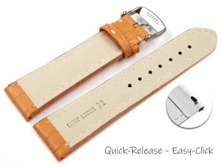 Quick release Watch Strap Genuine leather Croco print orange 18mm 20mm 22mm 24mm