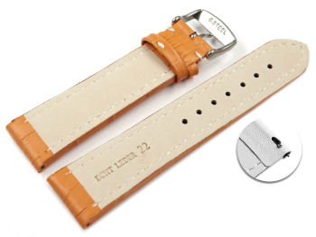 Quick release Watch Strap Genuine leather Croco print orange 18mm 20mm 22mm 24mm