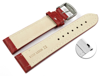 Quick release Watch Strap Genuine leather Croco print red 18mm 20mm 22mm 24mm