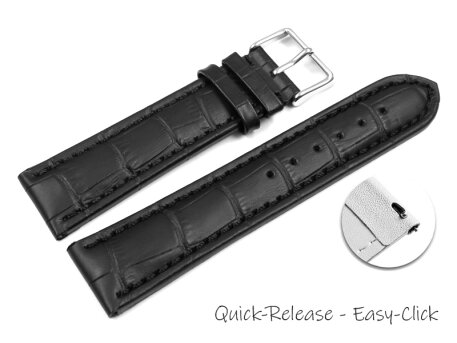 Quick release Watch Strap Genuine leather Croco print black 18mm 20mm 22mm 24mm