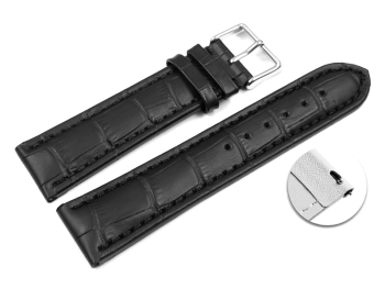 Quick release Watch Strap Genuine leather Croco print black 18mm 20mm 22mm 24mm